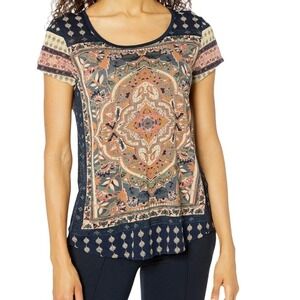 Lucky Brand Persian‎ Carpet Graphic Bohemian Short Sleeve Top Plus Size 3X